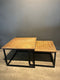 Salontafel industrieel - bijzettafels - salontafel set - 60 en 50 cm