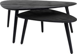 Salontafel Jamal - Zwart Mangohout - Set van 2