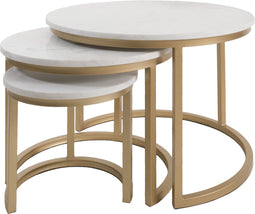 Salontafel Jasmin Marmer - Set van 3 - Wit/Goud