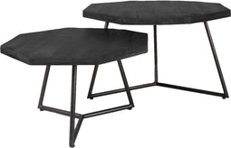 Salontafel Kiara - Set van 2 - Achthoekige tafeltjes - Zwart Mangohout