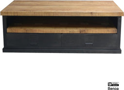 Salontafel Lynn metaal en mangohout 120x60 cm - Zwart