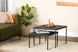 Salontafel Malaga set van 2 Teakhout - zwart | BY-OLAF