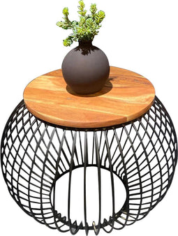 Salontafel Mangohout - Bijzettafel - Salontafel Rond - Industrieel - 65 x 65 x 51 cm