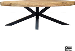 Salontafel Mangohout ovaal met spider onderstel 130x70 cm
