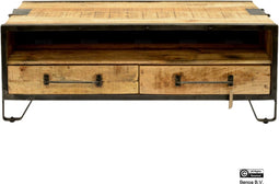 Salontafel Marcel mangohout en metaal 120 cm - Naturel