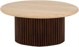 Salontafel Memphis Ø78 cm rond travertin - Bruin | Mysons