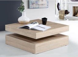 Salontafel met draaibaar blad - Vierkant - Eiken - 78 x 78 x 36 cm