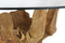 Salontafel met glasplaat - oud teak wortelhout