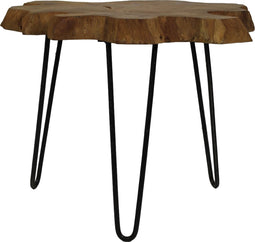 Salontafel met hairpin poten - ijzer/teak