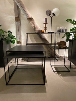 Salontafel Metaal Zwart - Set van 2 - Vierkant - Tafel Pebble - Giga Living