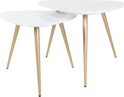 Salontafel Milou - Marmer - Set van 2 Groot - Goud