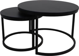 Salontafel Nero - 70x45cm - Zwart - Mangohout/ijzer - Set van 2