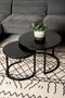 Salontafel Nero - 70x45cm - Zwart - Mangohout/ijzer - Set van 2