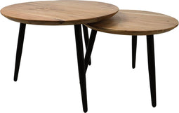 Salontafel - ø60/ø50 - Naturel/zwart - Acaciahout/ijzer - Set van 2