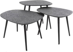 Salontafel Ontario set van 3 vierhoekig metallic - zwart