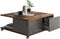 Salontafel op wielen - Matera en decor in oude donkere stijl - L70 x H36 x D70 cm - Made in Germany TWIN