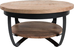 Salontafel rond - bijzettafel - - 45 x 90 x 90 cm - mangohout - bijzettafel Industriële look