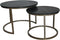 Salontafel Ronin - set van 2 - ø70x47/ø55x41 - Zwart/goud - marmer/metaal