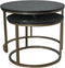 Salontafel Ronin - set van 2 - ø70x47/ø55x41 - Zwart/goud - marmer/metaal