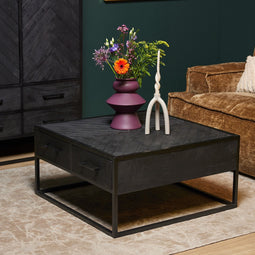 Salontafel - Salontafel Daan - Zwarte salontafel 80x80 cm
