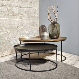 Salontafel Serena ovaal Set van 2 metaal - Brass/zwart