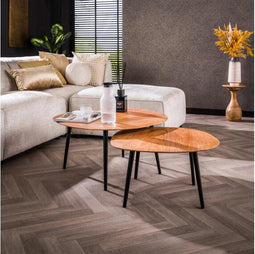 Salontafel set/2 rock organisch - Massief acacia naturel