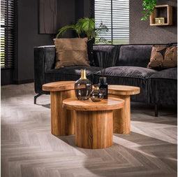 Salontafel set/3 shape - Massief acacia naturel