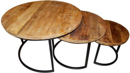 Salontafel set Sanne set van 3 mango en staal