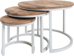Salontafel Set van 3 - Industriële Salontafelset Erjan - Wit