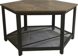 Salontafel Stoer - industrieel vintage - zwart metaal bruin hout