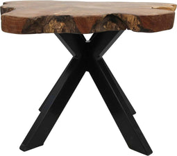 Salontafel Victoria - ø60-70x45 cm - teak/ijzer