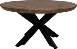 Salontafel Zurich - 80x80x42 - Naturel/zwart - Swiss edge - Acaciahout/metaal