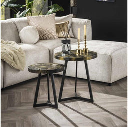 Salontafelset 2/ rond black and gold - Teak black&gold