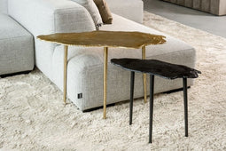 Salontafelset pool van 2 aluminium antique goud&mat zwart
