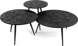 Salontafelset rond van 3, B340 zwart