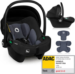 Lionelo Astrid i-Size Autostoel - ADAC 5-sterren - 40-87 cm - RWF - Memory Foam - Verstelbare hoofdsteun (7 cm) - Zwart
