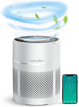 Samako Airflow - Luchtreiniger - Hepa 13 pro filter - Hooikoorts, huisdier allergieën, huisstofmijt - Luchtkwaliteitsindicator - Air purifier- Nederlandse app - Slaapstand