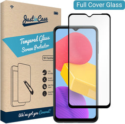 Samsung Galaxy M13 screenprotector - Full Cover - Gehard glas - Zwart - Just in Case