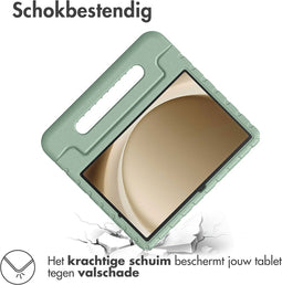 Samsung Galaxy Tab A9 Plus Tablet Hoes Kinderen - Accezz Kidsproof Backcover met handvat b2b - Groen /Olive Green