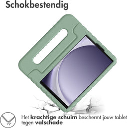 Samsung Galaxy Tab A9 Tablet Hoes Kinderen - Accezz Kidsproof Backcover met handvat b2b - Groen /Olive Green