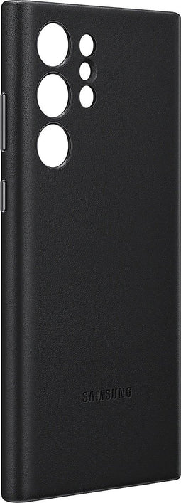 Samsung Lederen Hoesje - Samsung Galaxy S22 Ultra - Zwart