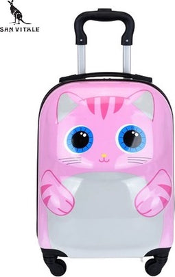 San Vitale® - Lichtgewicht reis koffer - Trolley - Handbagage - Kat - Poes - Roze