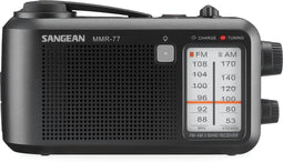 Sangean MMR-77 Noodradio AM/FM - Met dynamo - Spatwaterbestendig - Zaklamp - Oplaadbaar - Zwart