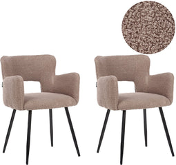 SANILAC - Eetkamerstoel set van 2 - Bruin - Bouclé