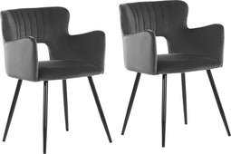 SANILAC - Eetkamerstoel set van 2 - Donkergrijs - Fluweel
