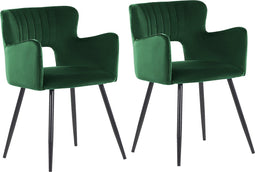 SANILAC - Eetkamerstoel set van 2 - Donkergroen - Fluweel