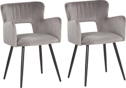SANILAC - Eetkamerstoel set van 2 - Grijs - Fluweel