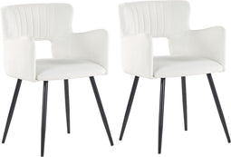 SANILAC - Eetkamerstoel set van 2 - Wit - Fluweel
