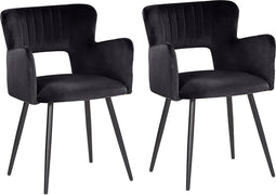 SANILAC - Eetkamerstoel set van 2 - Zwart - Fluweel