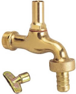 Sanitaire - messing- tapkraan met slangkoppeling - 1 -2" - bu.dr. - bovendeel met losse sleutel